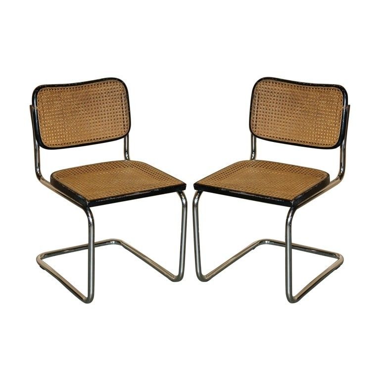 Pair Of Original 1968 Gavina Knoll Stamped Marcel Breuer Cesca Knoll B32 Chairs