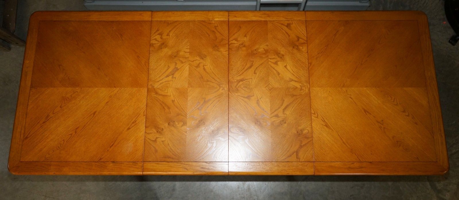 Vintage English Burr Oak & Teak Dining Table & Ten Bergere Dining Chairs Suite photo 2950.0