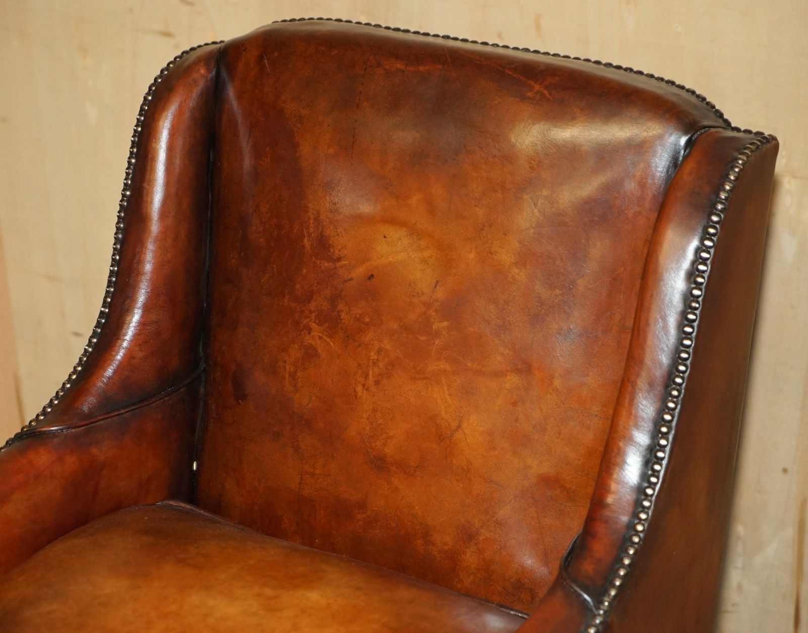 Sublime Antique Restored English Oak & Hand Dyed Leather William Morris Armchair photo Furniture