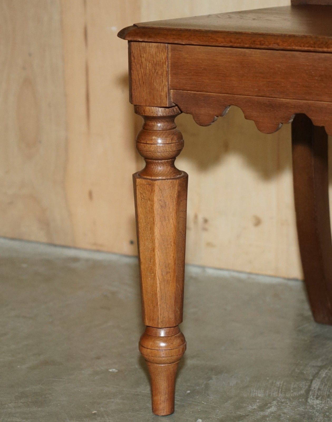 Four Circa 1920 English Oak Hand Carved Gothic Revival Steeple Back Hall Chairs photo vintage