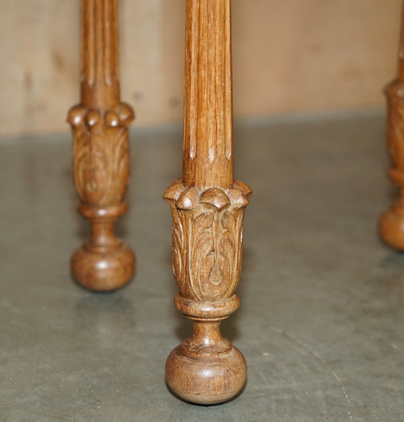 1950.0 Stunning Pair Of Adzed Top English Oak Hand Carved Side End Lamp Wine Tables photo