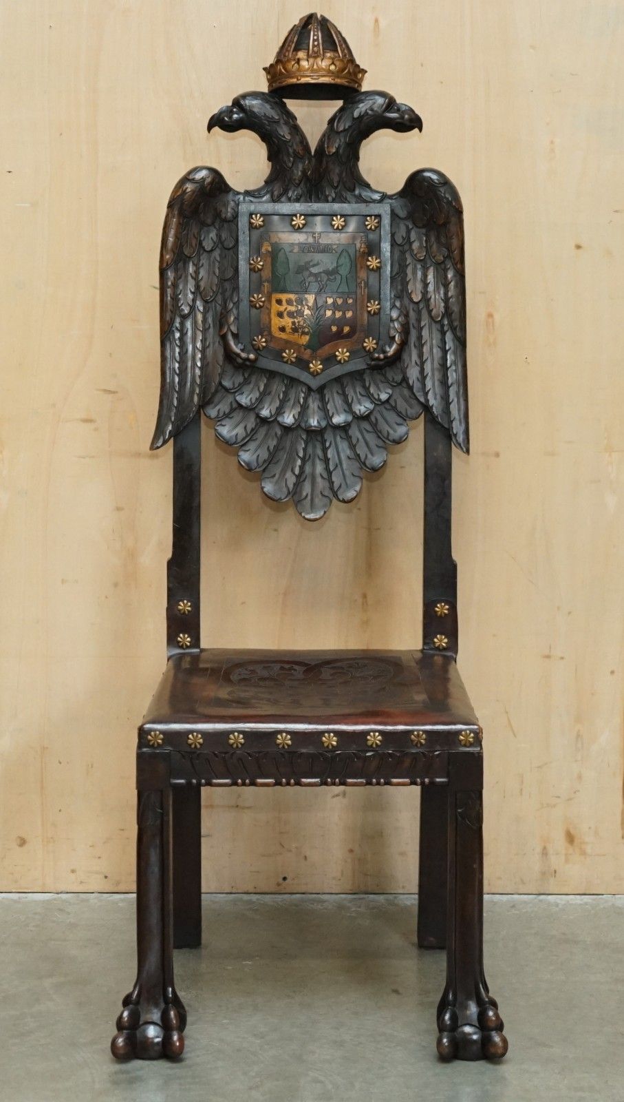 Five 19th Century Carved Continental Baroque Double Eagle Coat Of Arms Chairs photo Furniture