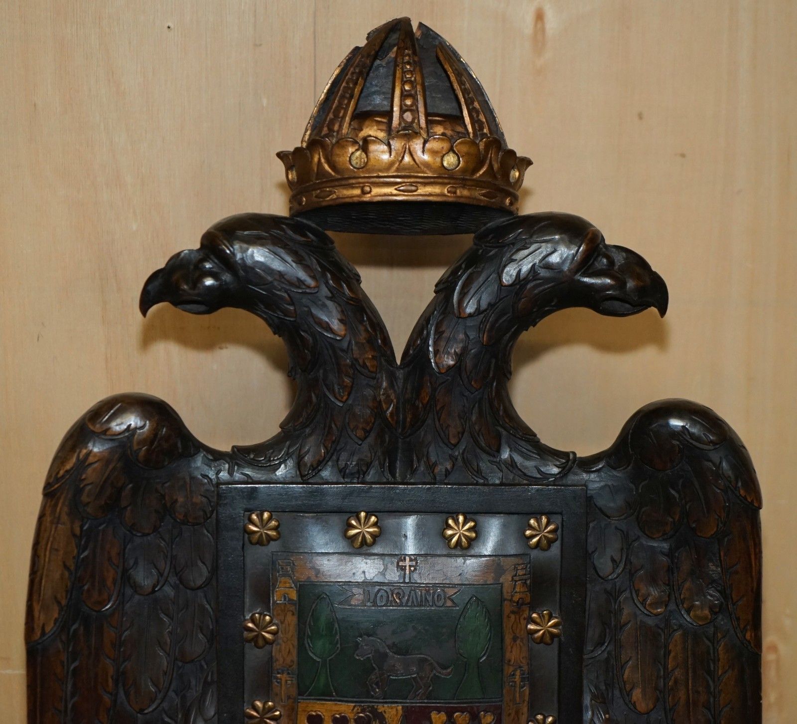 Five 19th Century Carved Continental Baroque Double Eagle Coat Of Arms Chairs photo vinterior