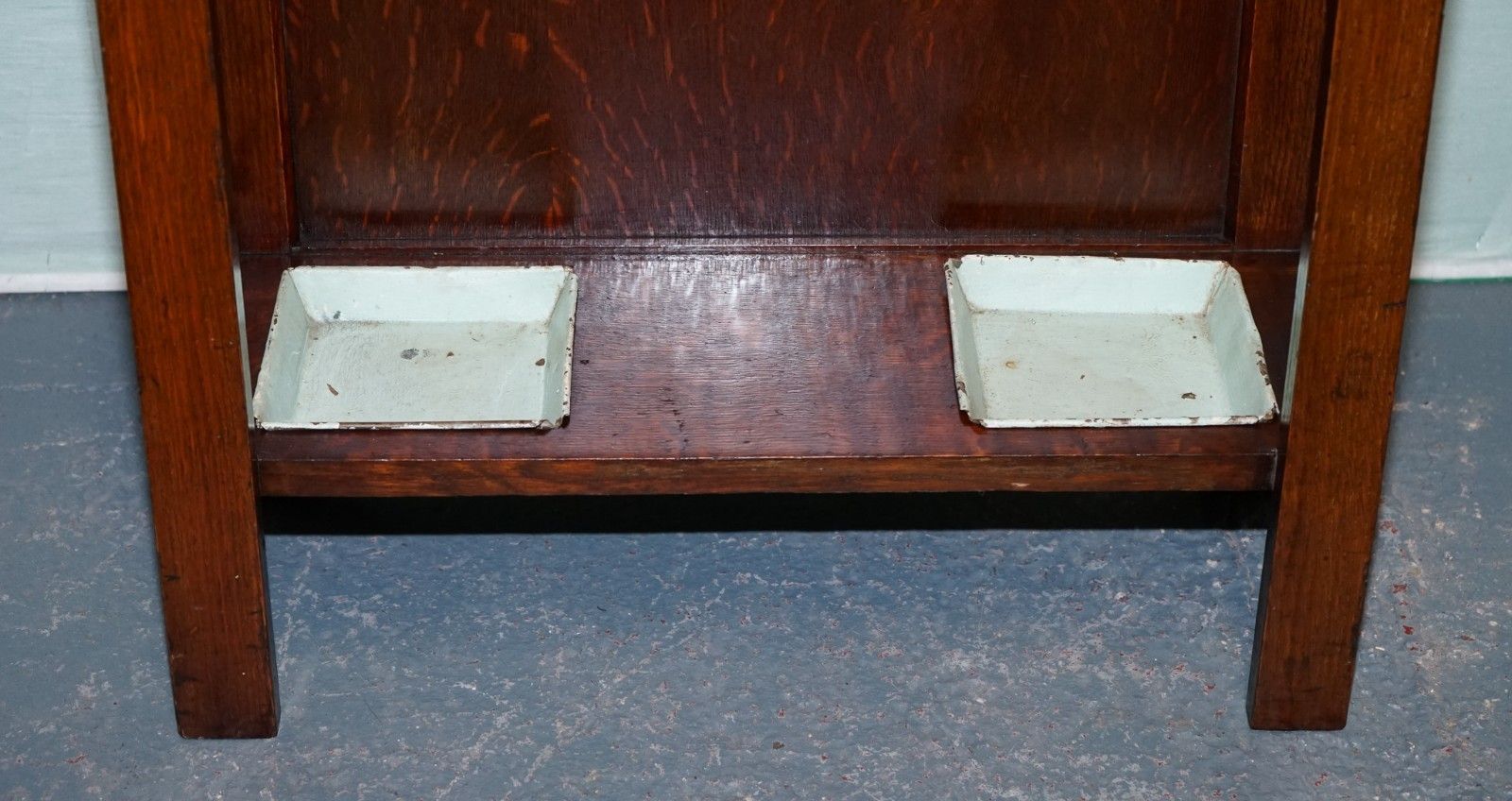 photo for sale Antique Atcraft Oak Hat And Umbrella Hallway Stand With A Mirror