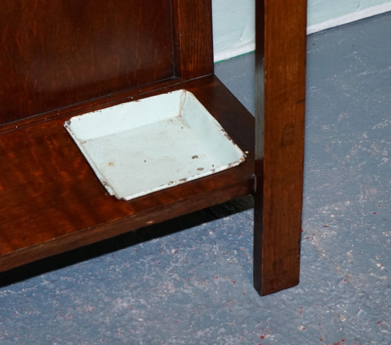 950.0 Antique Atcraft Oak Hat And Umbrella Hallway Stand With A Mirror photo