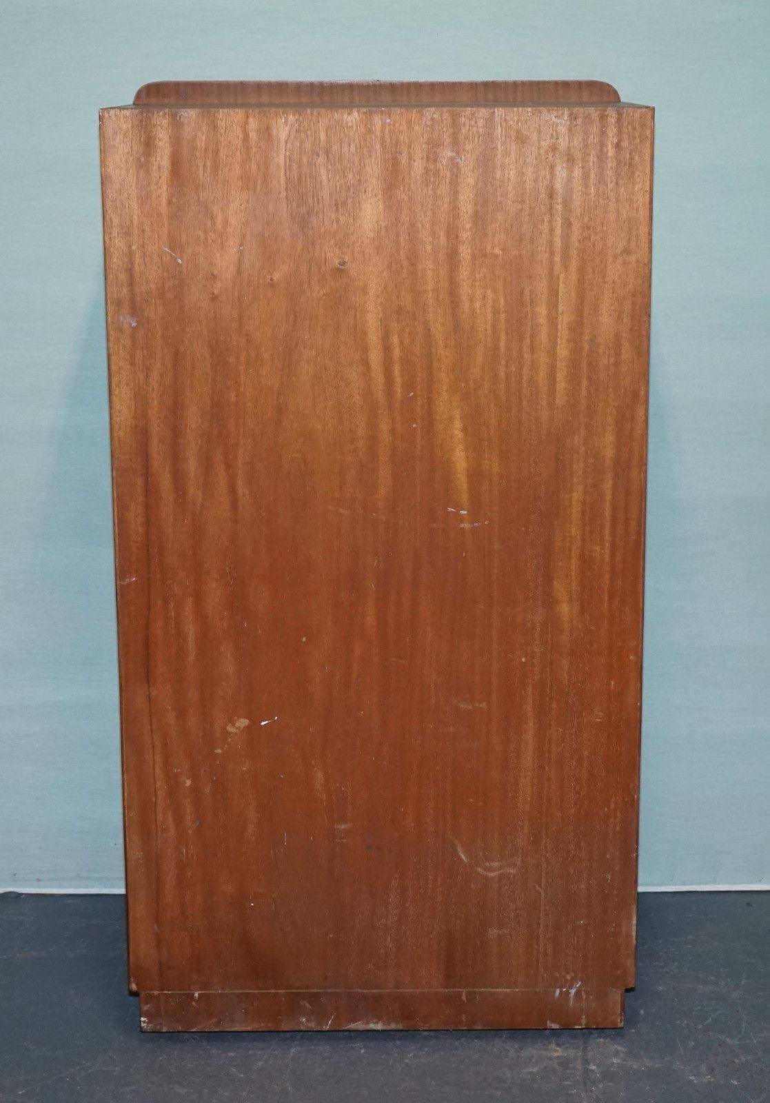 photo vintage 1930s Petite Vintage English Art Deco Burr Walnut Double Wardrobe Linen Press