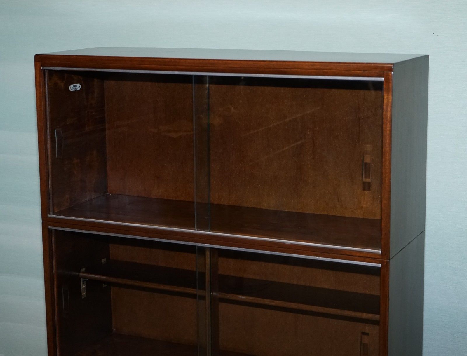 Circa 1930s Minty Of Oxford Three Tier Glass Front Barrister Bookcase Cabinet photo 950.0