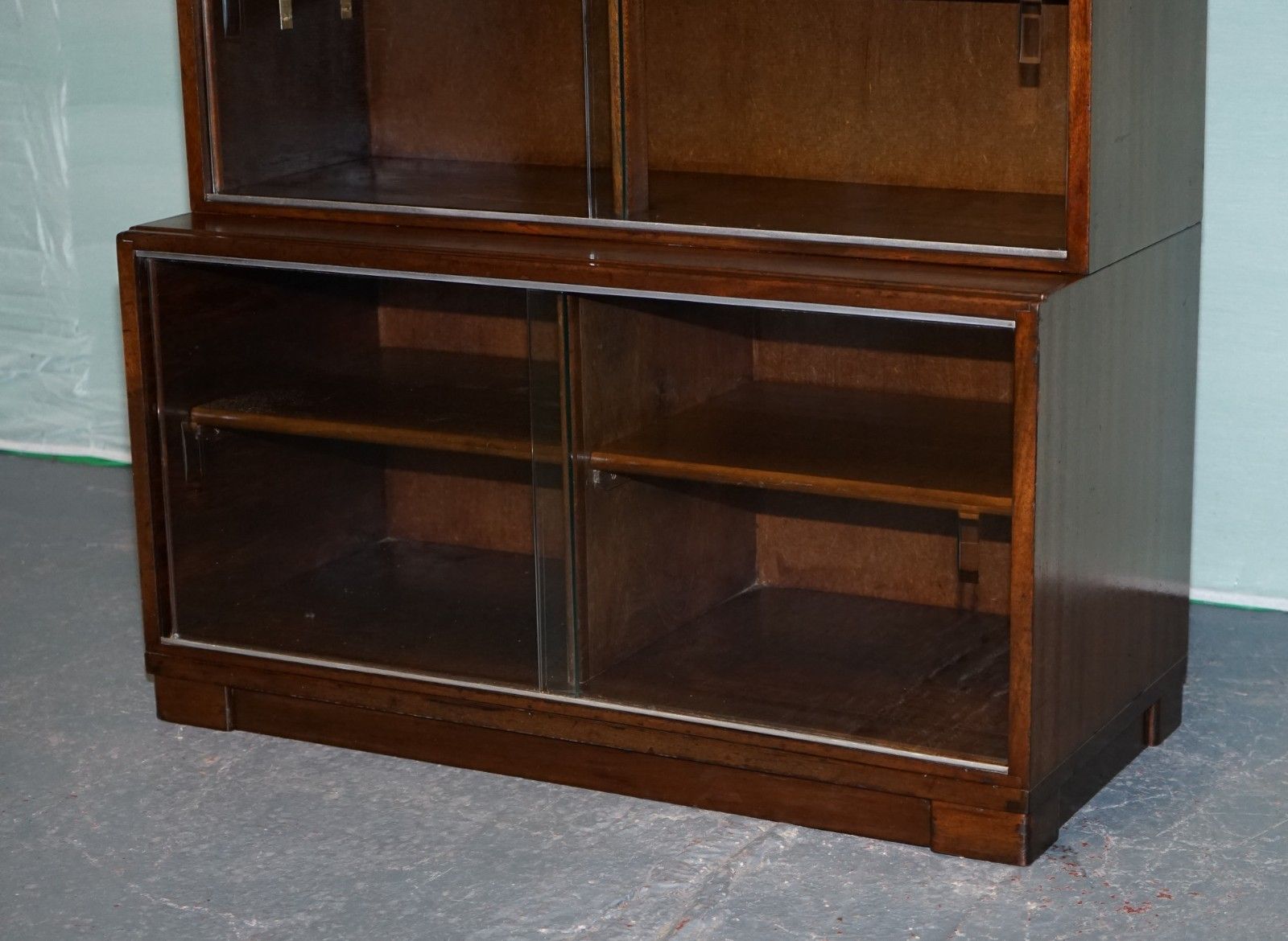 Circa 1930s Minty Of Oxford Three Tier Glass Front Barrister Bookcase Cabinet photo buy