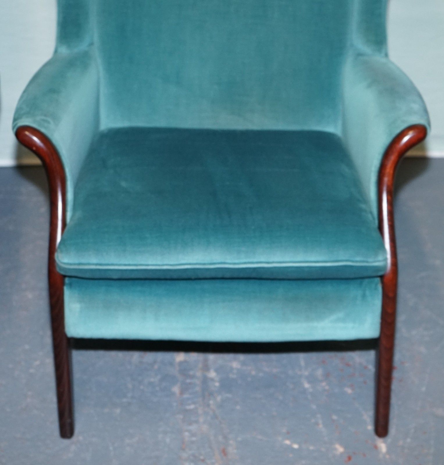 Mid Century Vintage Pair Of Parer Knoll Froxfield Blue Fabric Wingback Armchairs photo buy