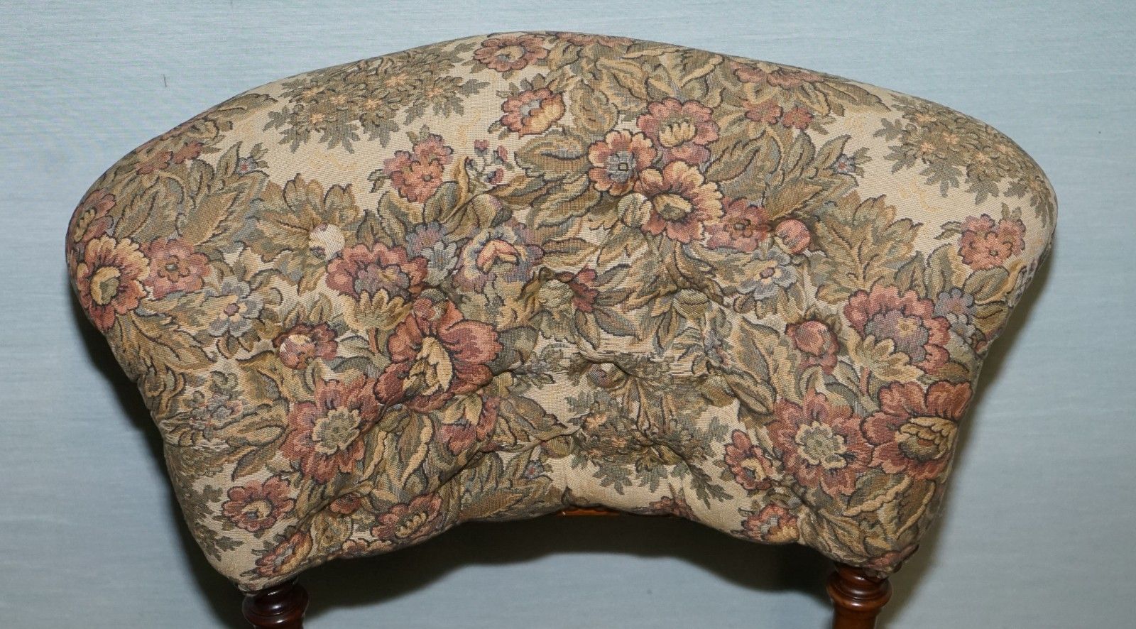 Furniture Antique Victorian Tapestry Nursing Chair With Floral Flower Design photo
