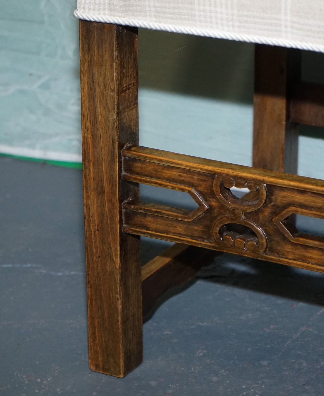 photo for sale Lovely Pair Of Victorian Newly Upholstered Carver Armchairs Carved Wood Detail