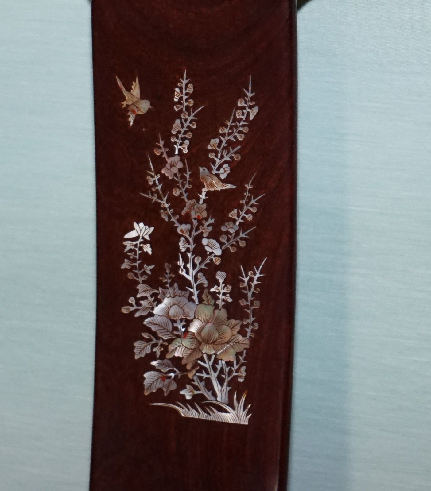 Pair Of Oriental Chinese Hardwood Mother Of Pearl Inlaid Hall Chairs photo buy