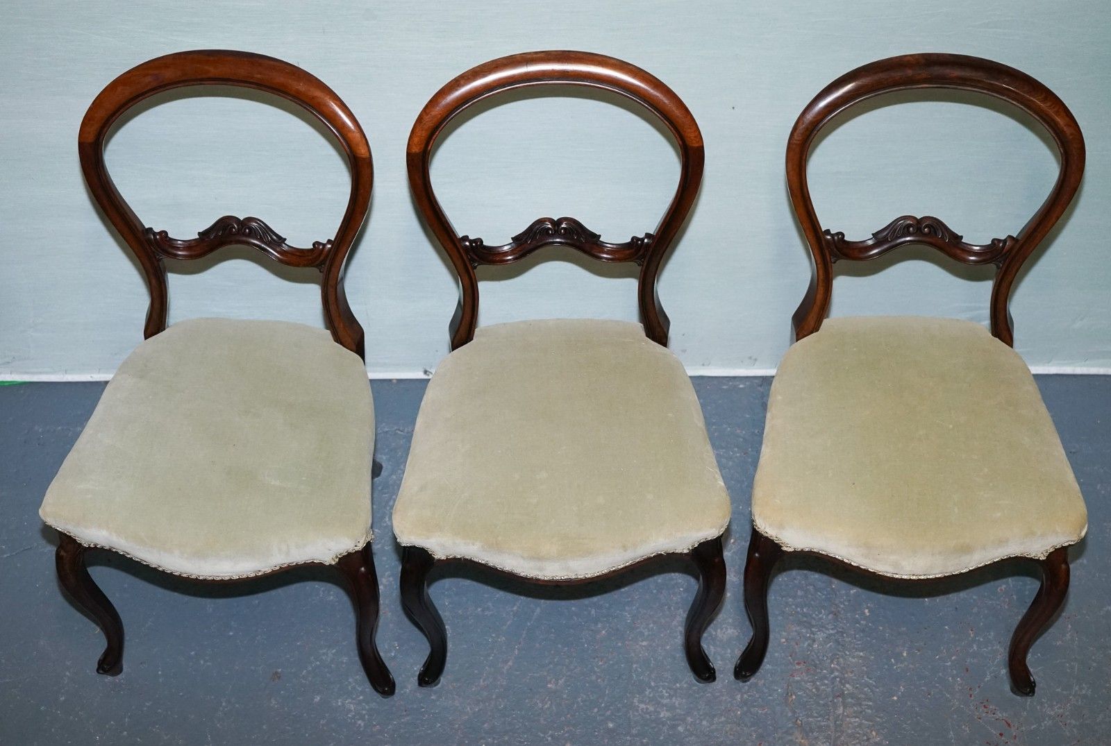 Furniture Set Of Six Circa 1860 Victorian Balloon Back Dinning Chairs photo
