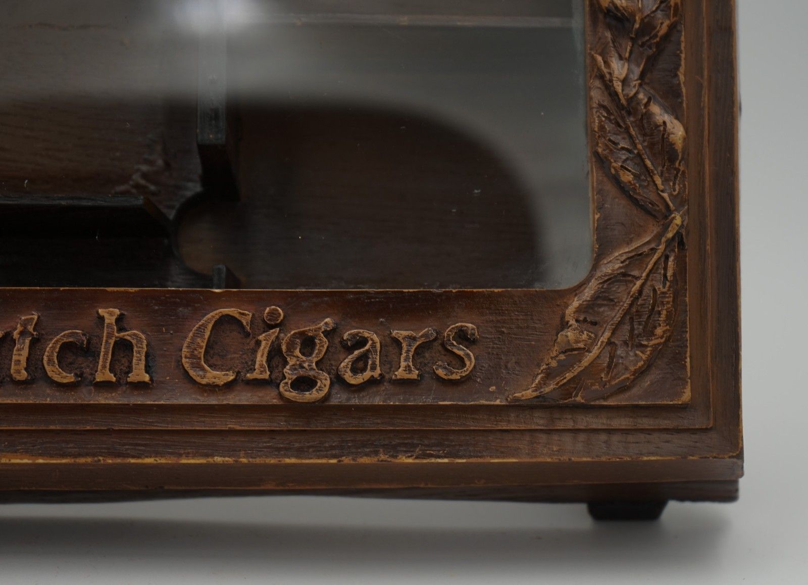 Antique Anglo Dutch Cigar Co. Willem II Oak Glazed Shop Counter Display Cabinet photo vintage