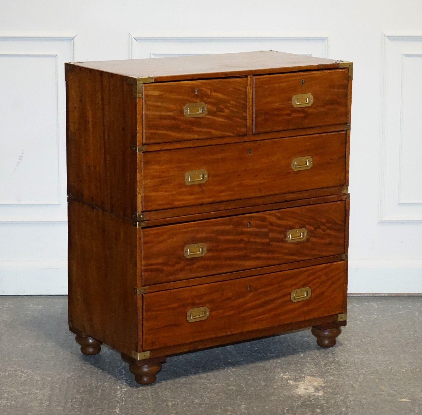 Antique 19th Century Satinwood Military Campaign Chest Of Drawers Lots Of Patina photo furniture