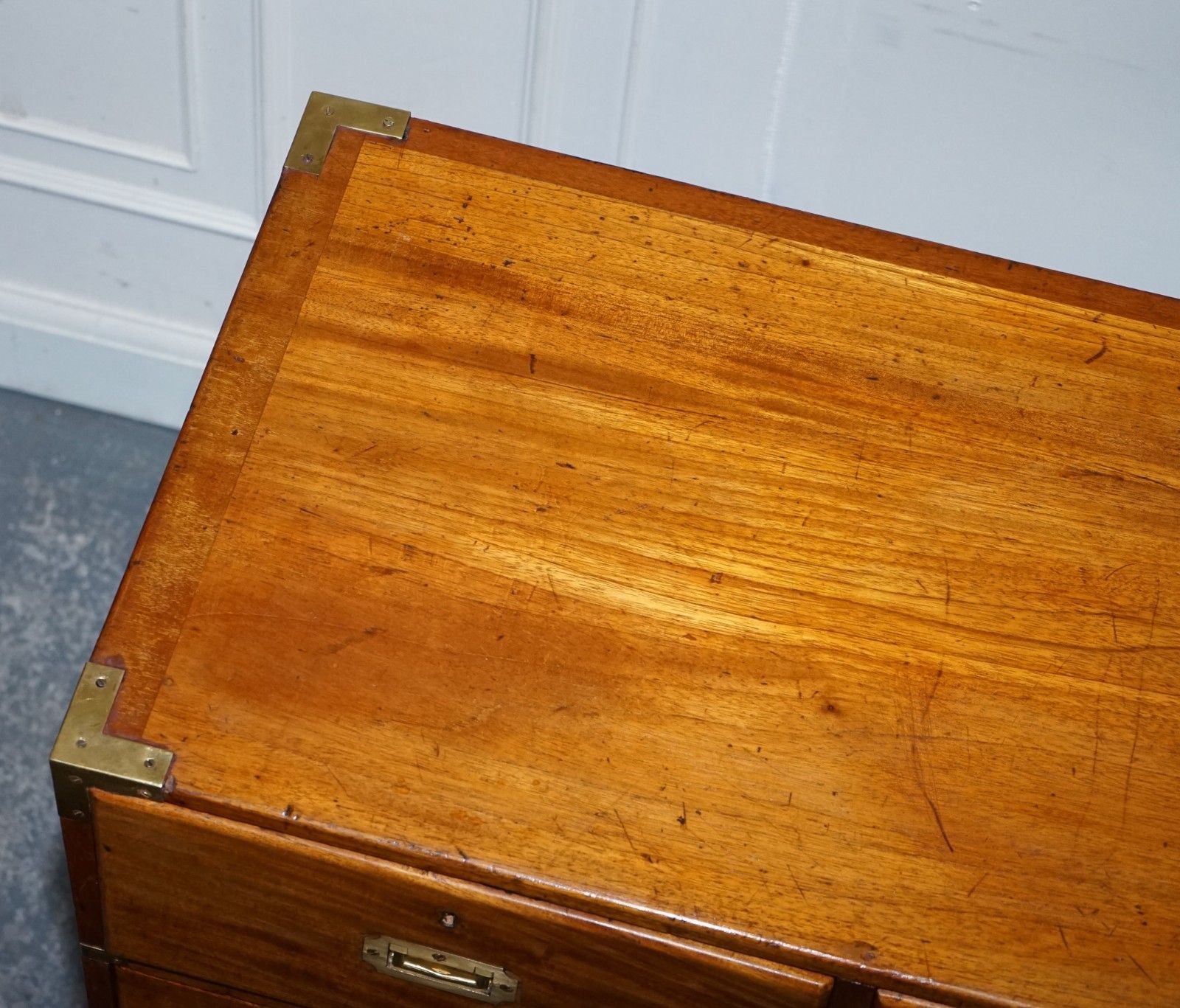 2350.0 Antique 19th Century Satinwood Military Campaign Chest Of Drawers Lots Of Patina photo