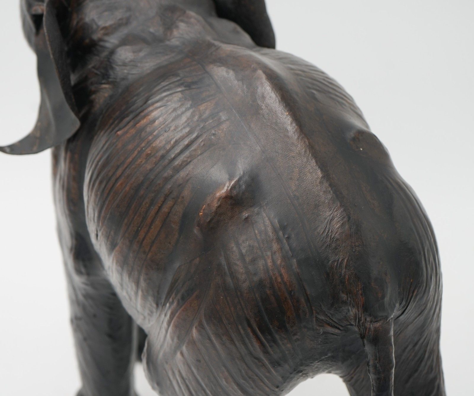 Vintage 1970's Libertys & Co London Aged Leather Elephant Decorative Sculpture photo vintage