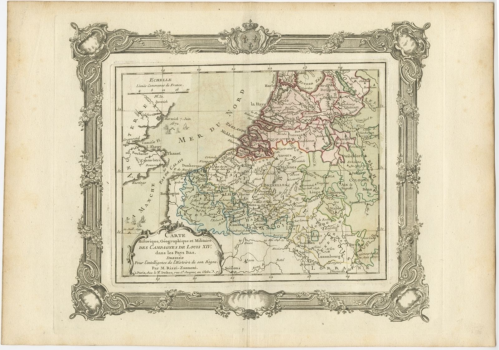 Antique Map Of The Netherlands By Zannoni (1765)
