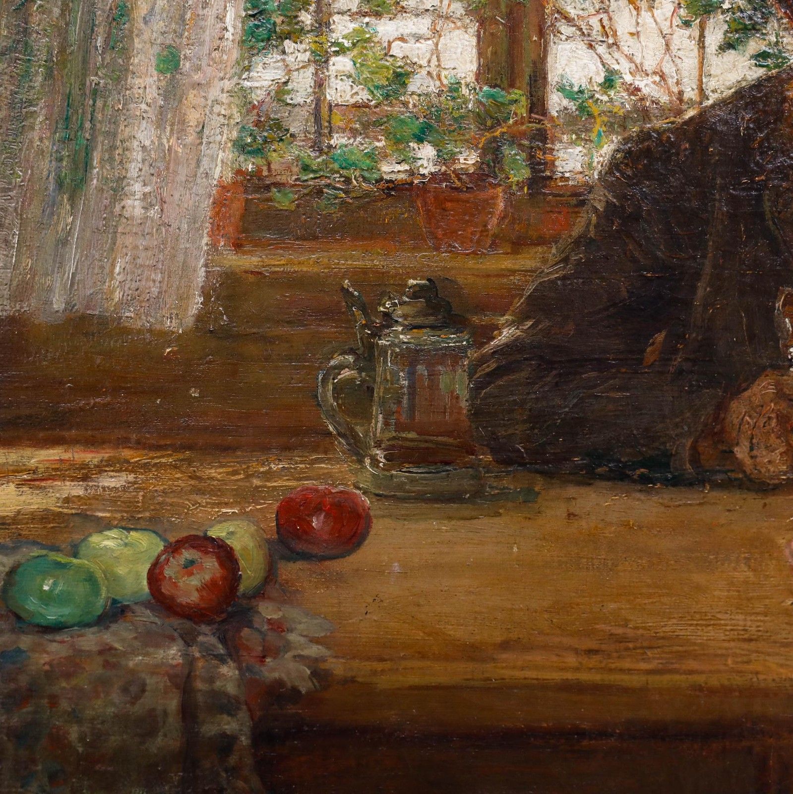German School 19th Century Oil Feline Companions photo Art