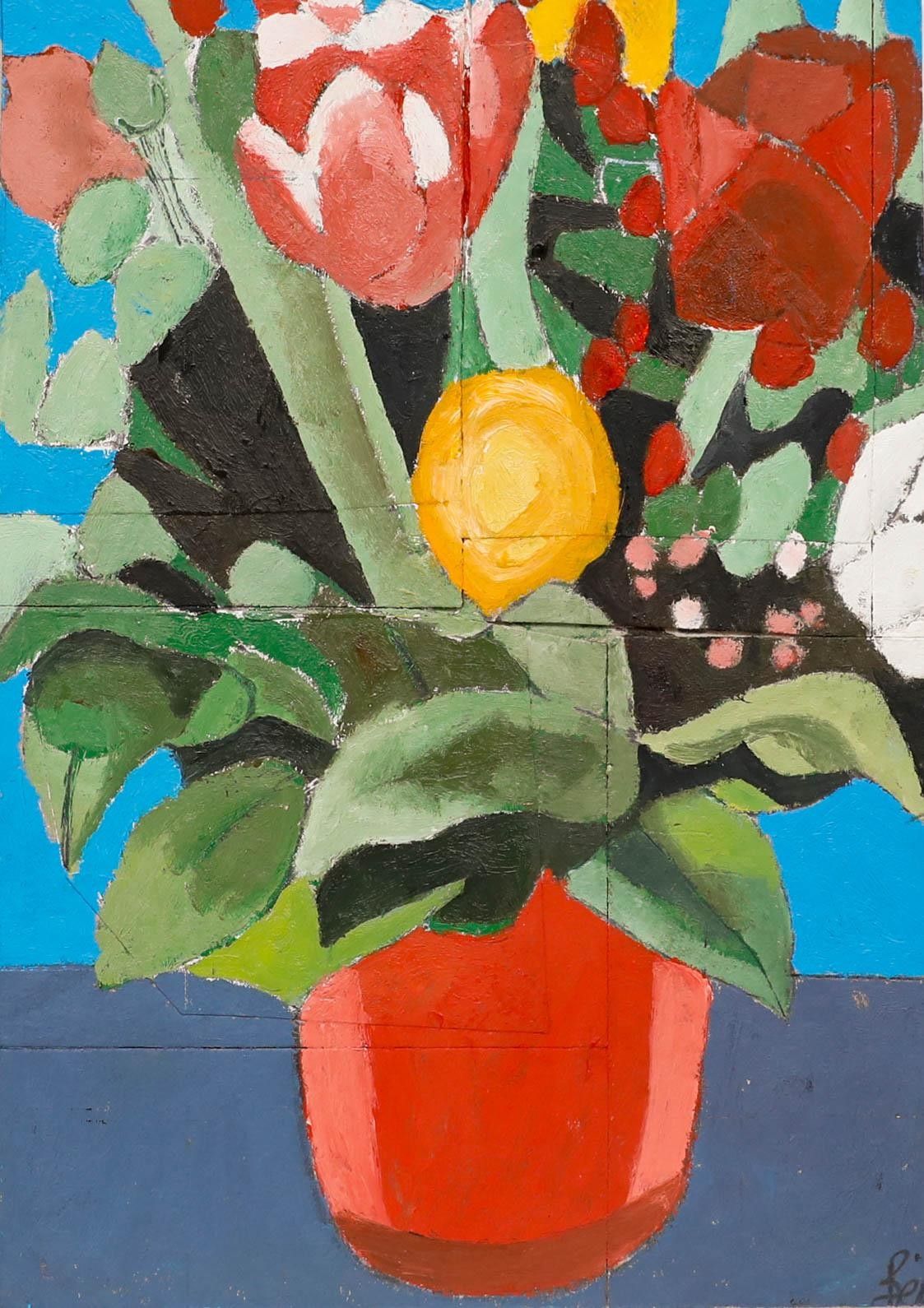 Ben Carrivick Contemporary Oil, Summer Bloom In A Red Vase photo furniture