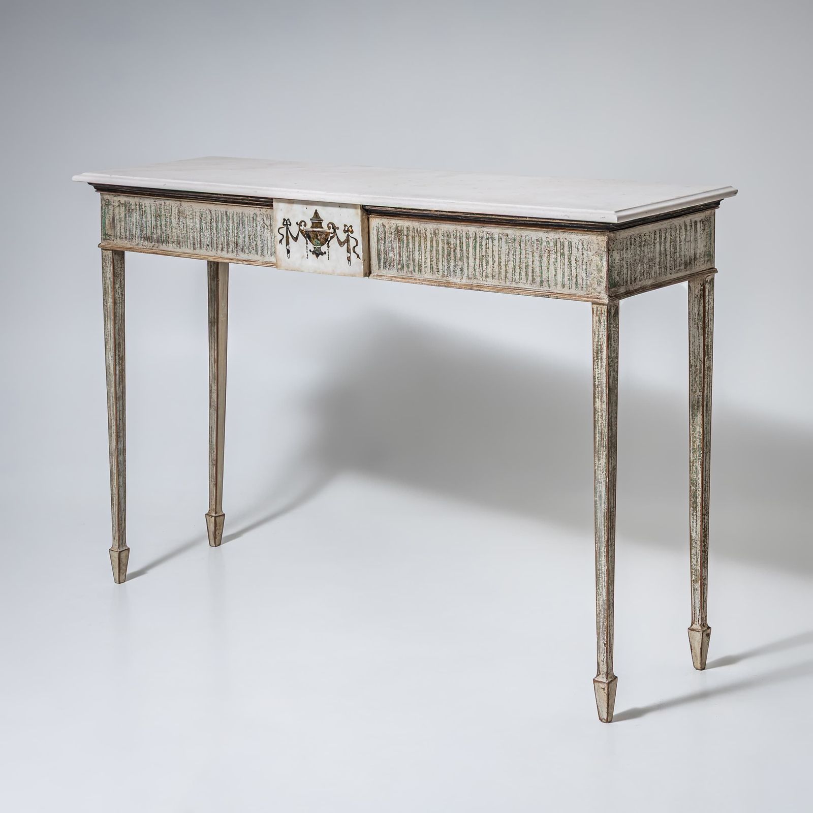 Paar Louis XVI Stijl Consoles Met Gegoten Stenen Bladen, 20e Eeuw photo vintage