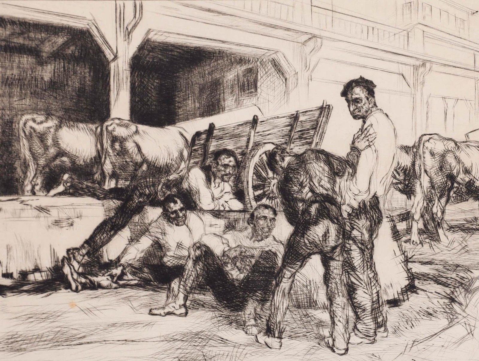 Edmund Blampied (1886 1966) 1927 Etching, Lunchtime In San Sebastian photo furniture