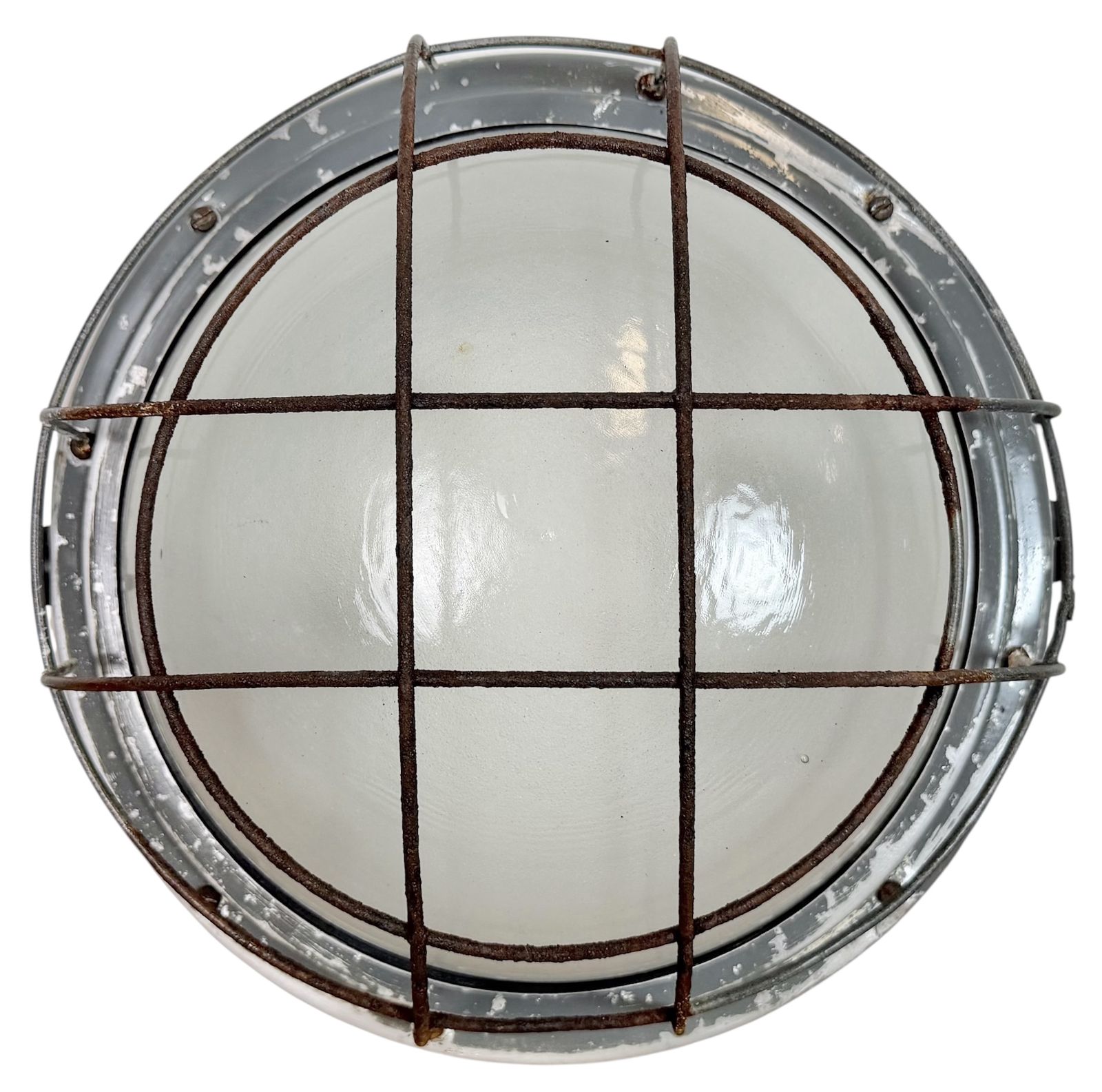 Industrial Grey Wall Light With Milk Glass From Elektrosvit, 1970s