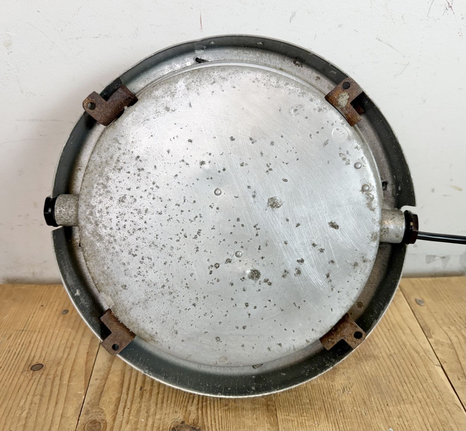 photo furniture Industrial Grey Wall Light With Milk Glass From Elektrosvit, 1970s
