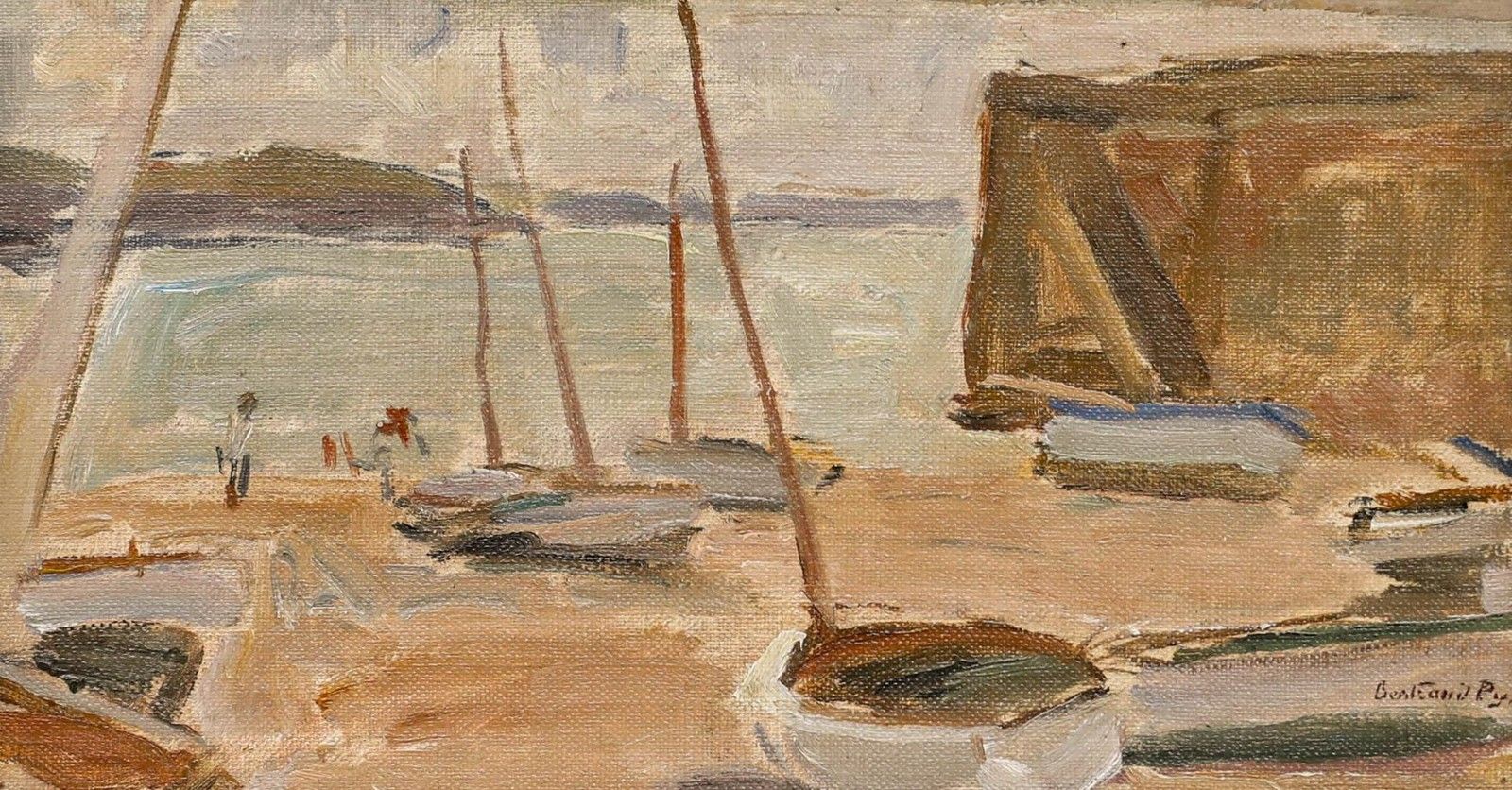 Bertrand Py (1895 1973) Mid 20th Century Oil, Boats photo furniture