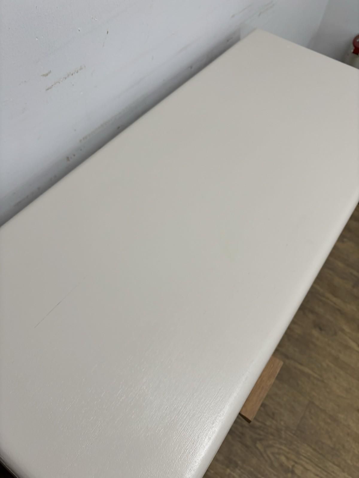 Cream Vintage Painted Console Table – 2 Drawer Desk , Hall Table With Curved Legs photo for sale