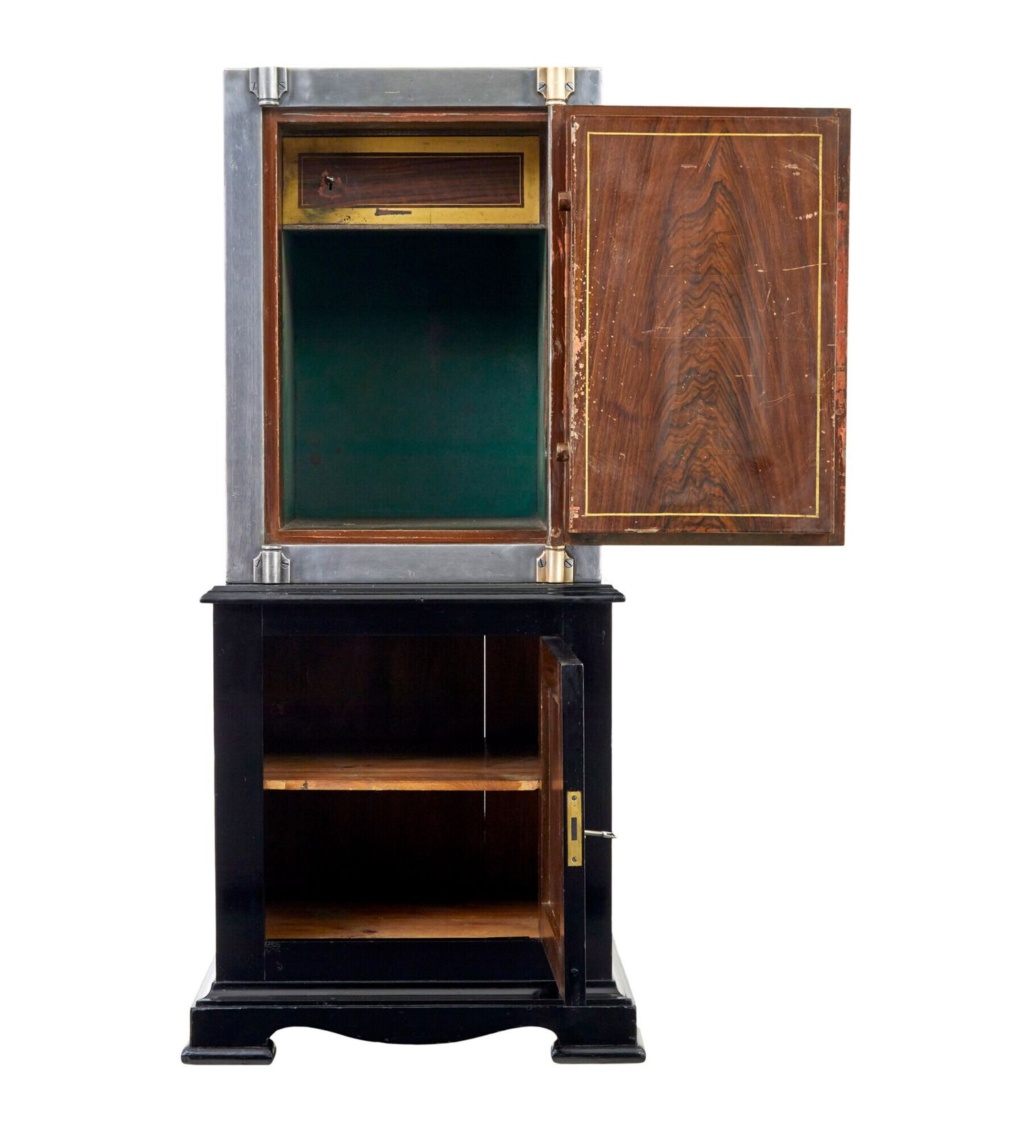 19th Century Danish Polished Steel Safe On Cabinet photo buy