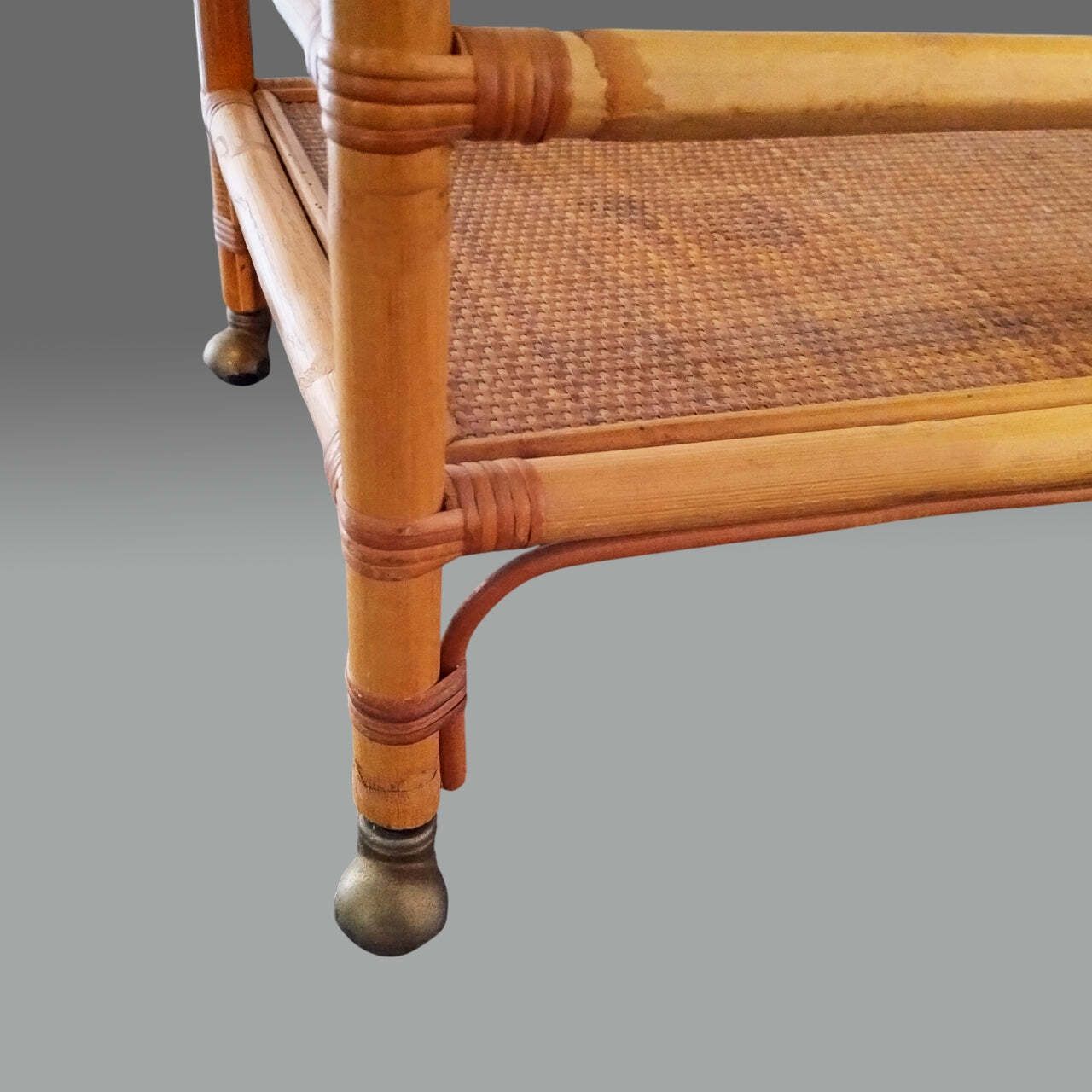 photo furniture 1960s Luxury Handcrafted And Elegant Bar Cart In Bamboo E Rattan. Made In Italy