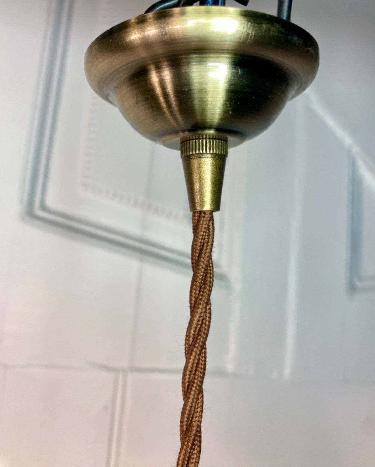 Vintage Holophane Prismatic Glass Pendant Ceiling Light. photo vintage