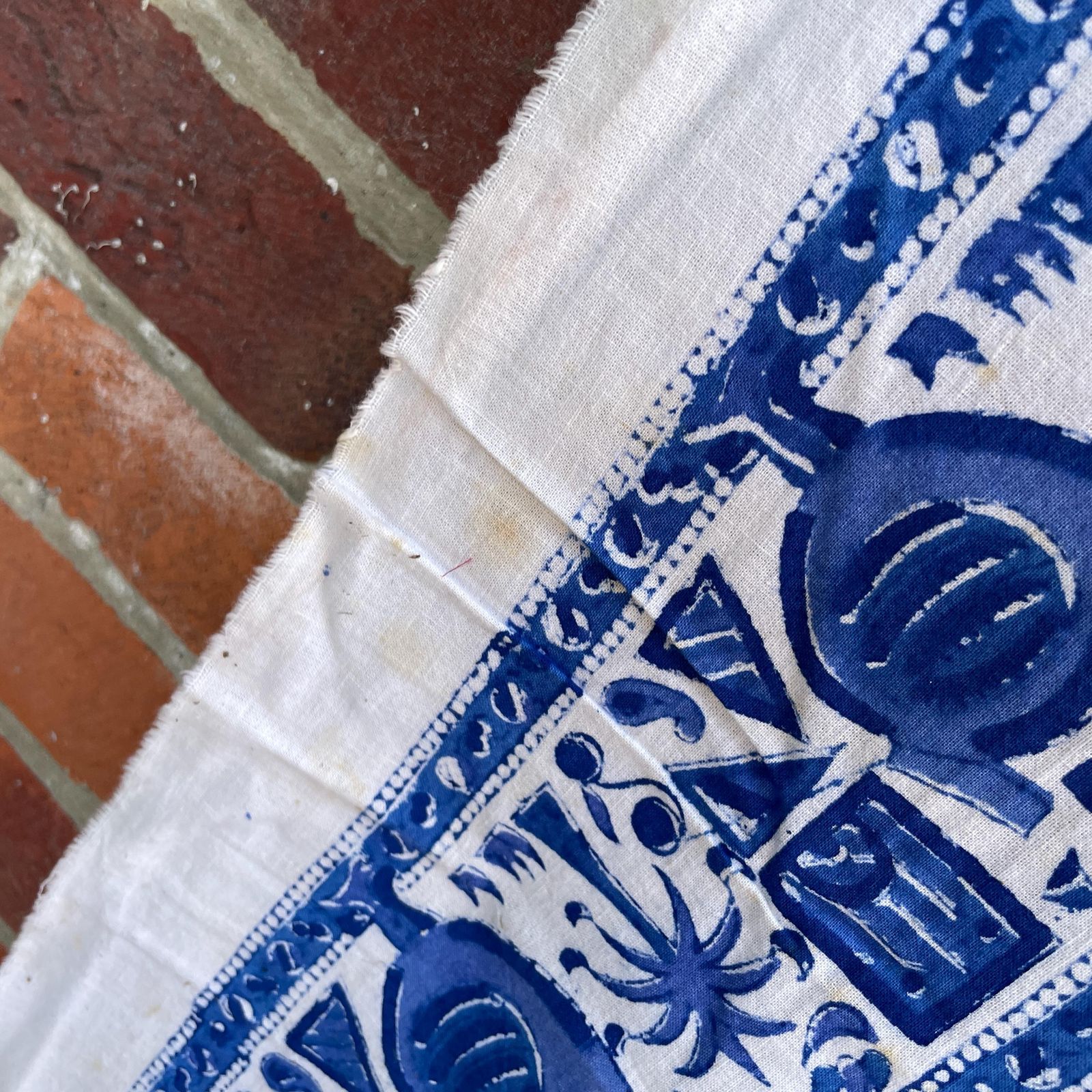 photo buy Hand Printed Indian Fabric 296x147cm Dodo Bird Pattern Block Blue White Tapestry Cotton Handmade Craft Dress Making Traditional Cloth India