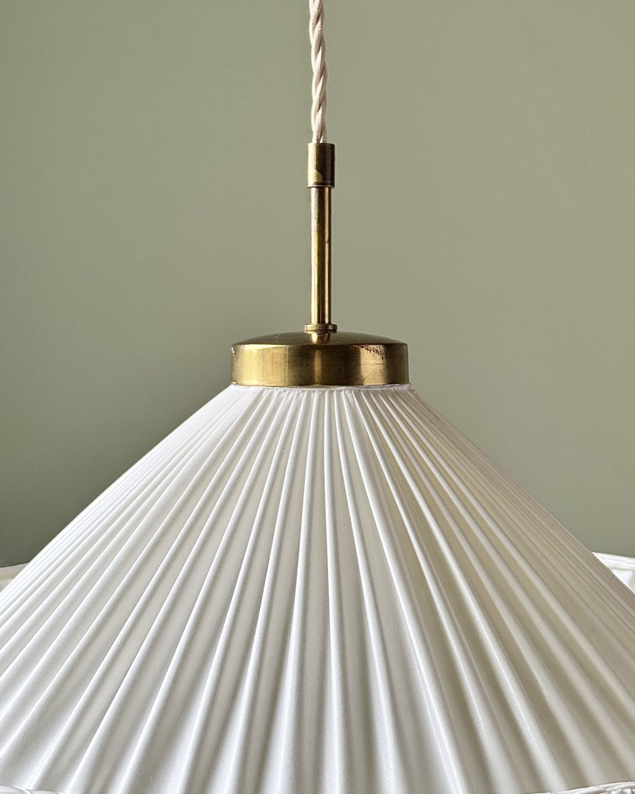 Josef Frank For Svenskt Tenn “Carl Larsson’s Lamp” Pleated Silk & Brass Pendant, Sweden Circa 1940s photo furniture
