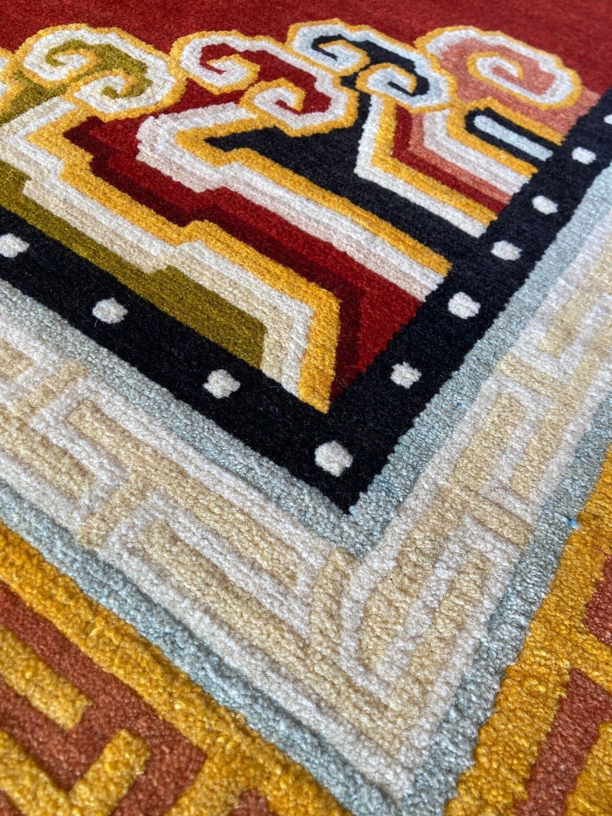 Vintage Tibetan Rug 2.11m X 1.24m photo Textiles