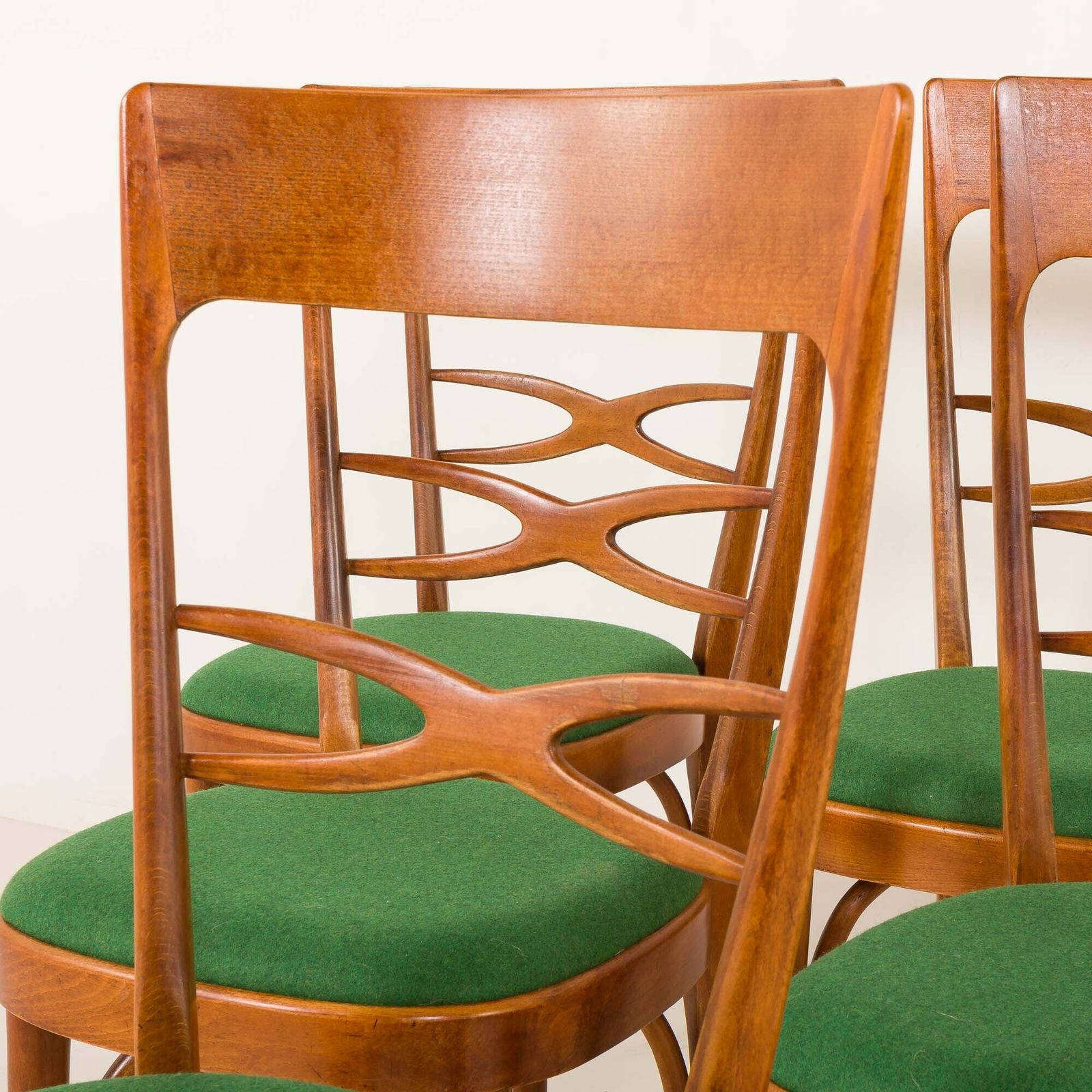 Italian Mid Century Chairs In Walnut And Wool In The Style Of Carlo Di Carli, 1950s photo Furniture