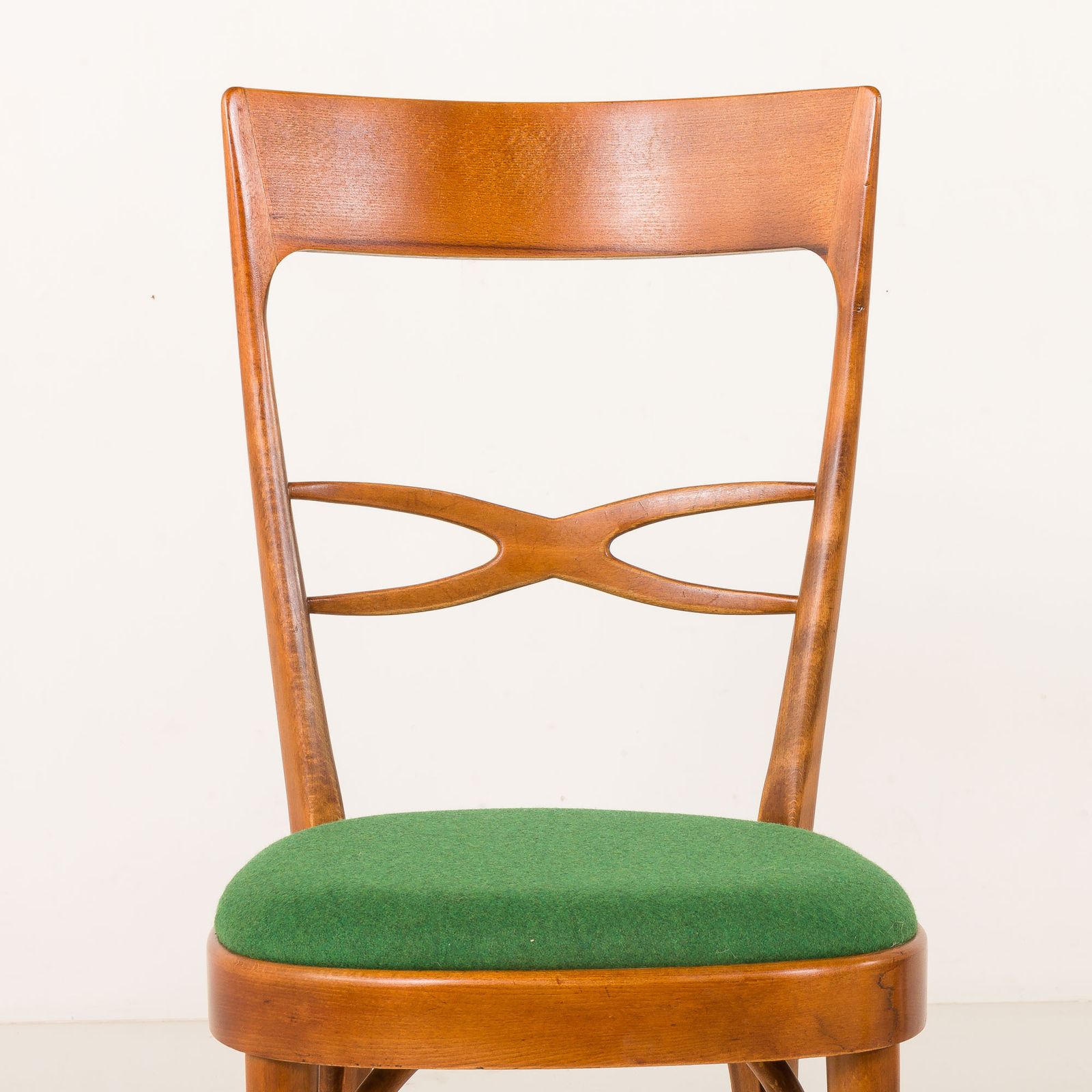 photo buy Italian Mid Century Chairs In Walnut And Wool In The Style Of Carlo Di Carli, 1950s