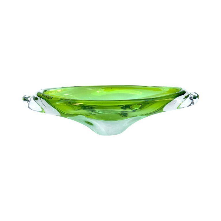 Green Glass Bowl, Designed By J. Broz, Skrdlovice, Czechoslovakia, 1960s.