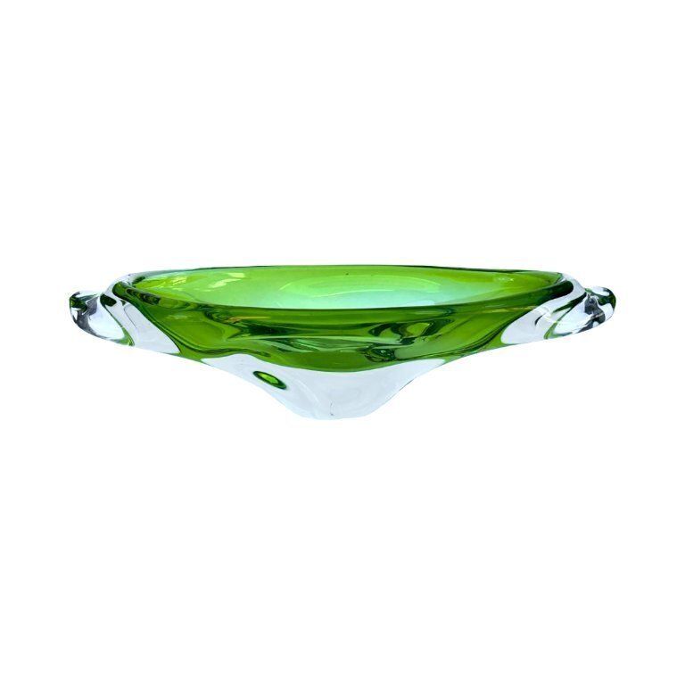 photo vintage Green Glass Bowl, Designed By J. Broz, Skrdlovice, Czechoslovakia, 1960s.