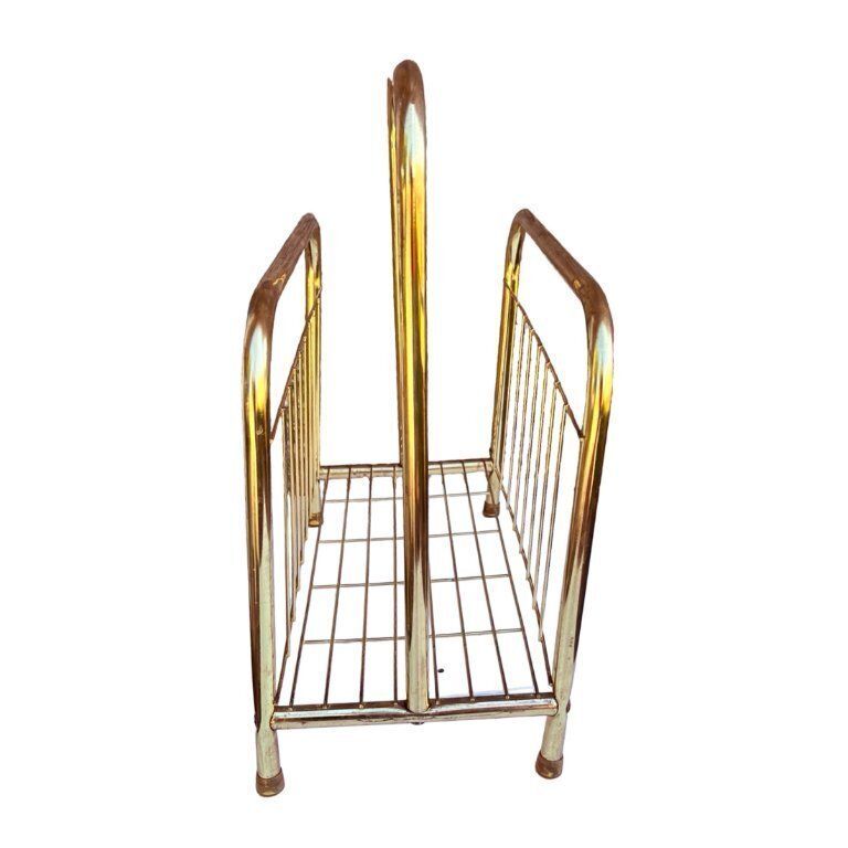 Modernist, Gold, Newspaper Basket, Belgium 1980s. photo Home Decor