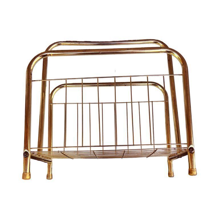 Modernist, Gold, Newspaper Basket, Belgium 1980s. photo vinterior