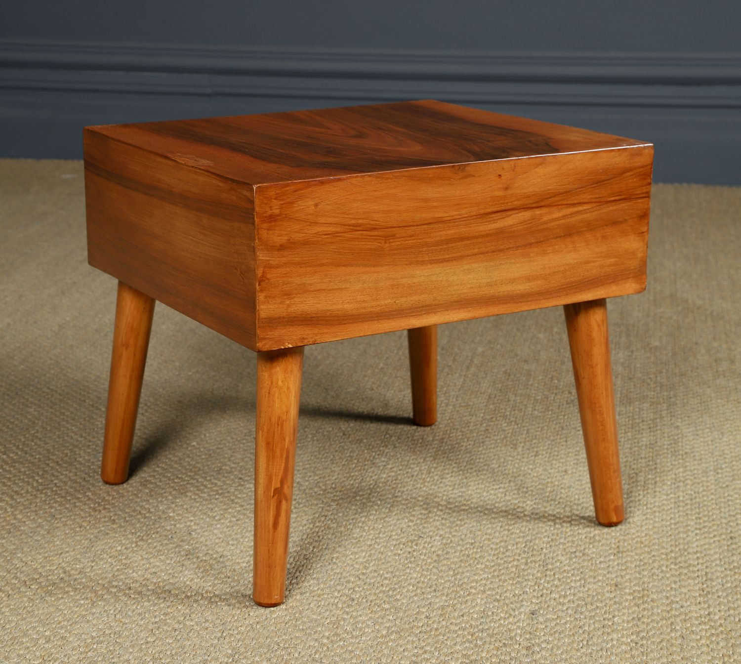Small English Art Deco Figured Walnut Bedside / Side / Lamp Table With Drawer (Circa 1930) photo Furniture
