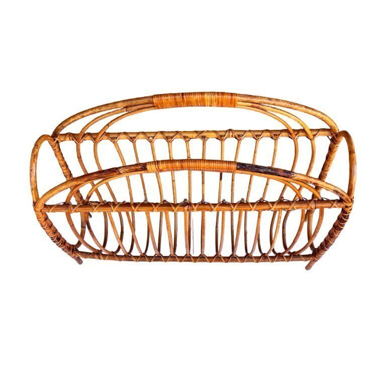 Wicker Newspaper Rack, Scandinavian Style, Denmark, 1970s photo buy
