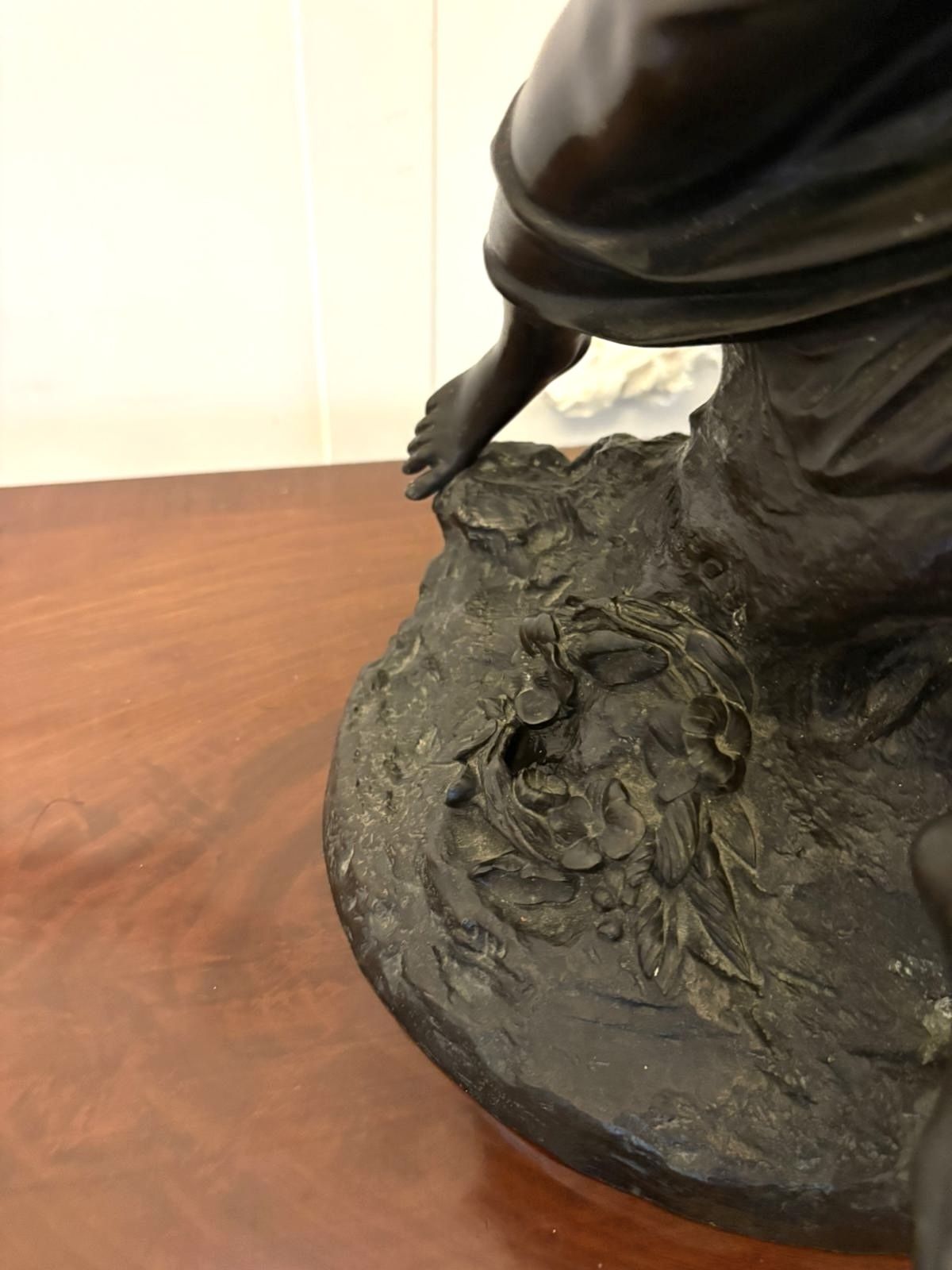 Superb Antique 19th Century Bronze Sculpture By Renowned French Sculptor Auguste Moreau “L’amour Maternel” (Motherly Love) photo 9800.0