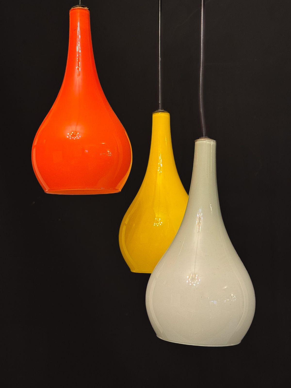Mid Century Pendant With Vistosi Glass Shades By Stilux Milano. Italy 1960s photo for sale