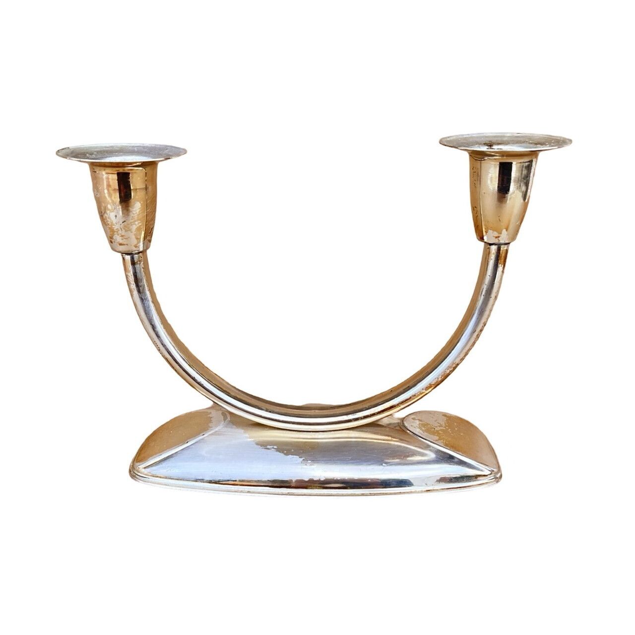 Two Armed Silver Plated Candlestick Germany 1960s