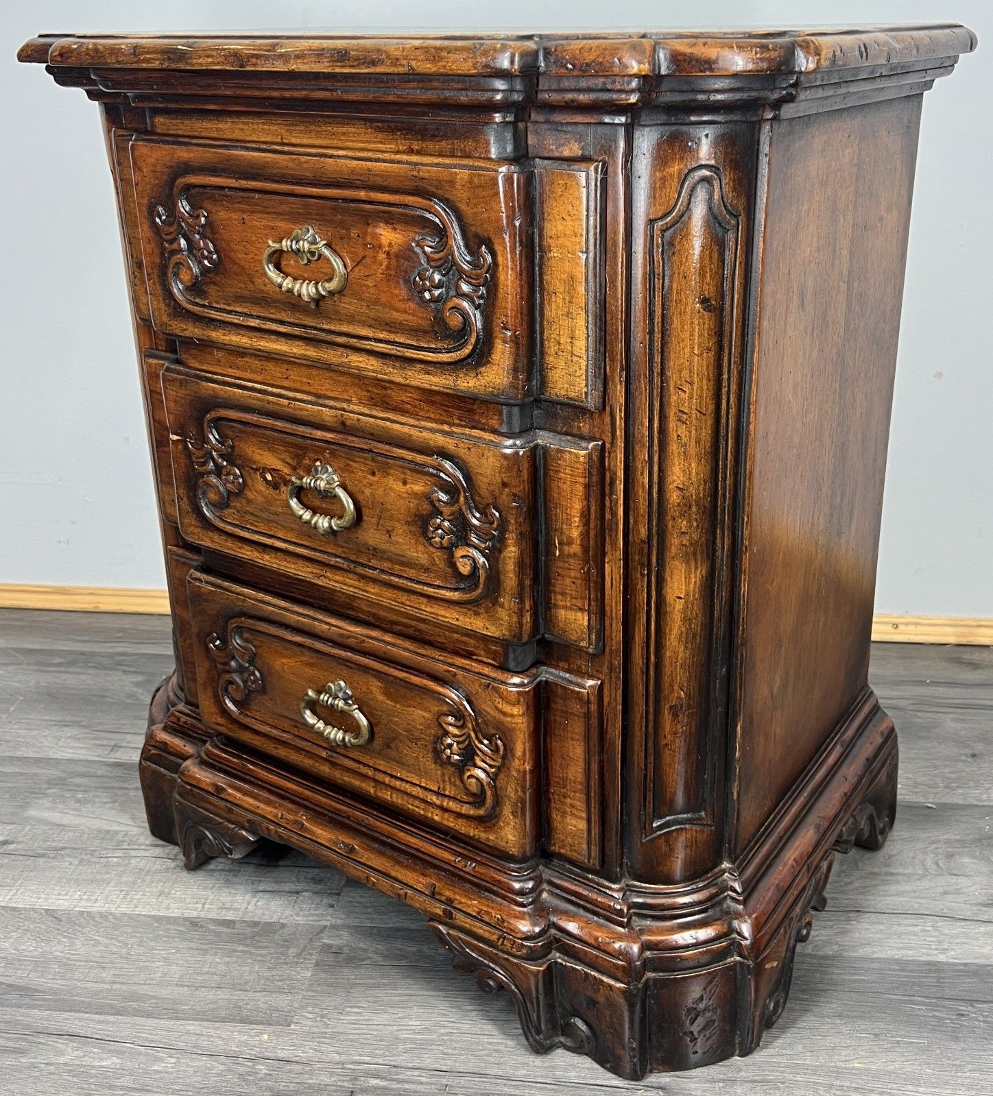 Bedside Tables Vintage French Style Nightstands Cabinets 3 Drawers Lot 4297 photo furniture
