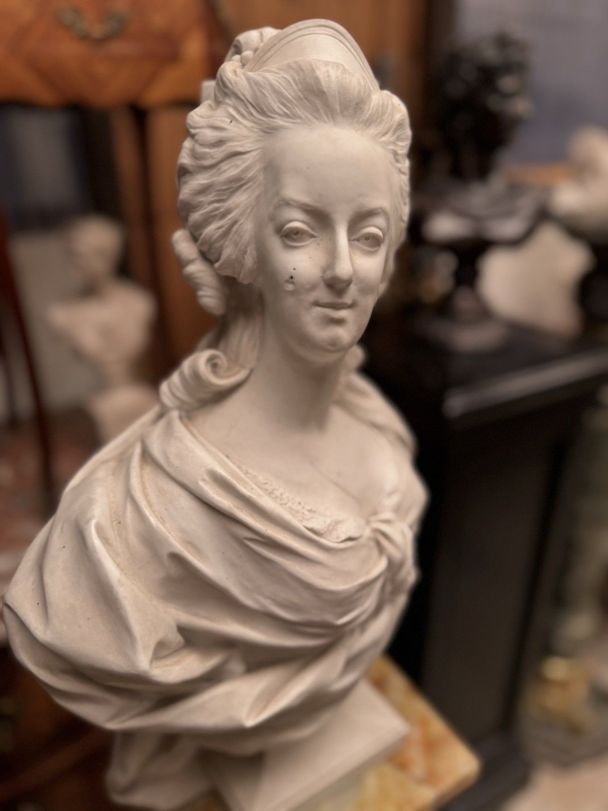 Decorative Bust Of Marie Antoinette Cast In Plaster photo for sale