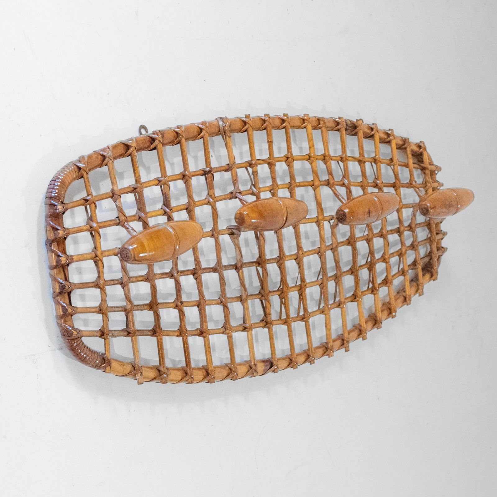 Italian Mid Century Bamboo And Rattan Coat Rack By Bonacina, 1960s photo furniture
